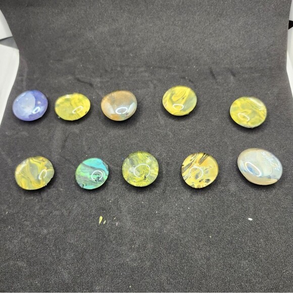 Hand Crafted Refrigerator Magnets Rainbow Extra Strong Glass Cabochon Art Set 10 - Picture 3 of 6